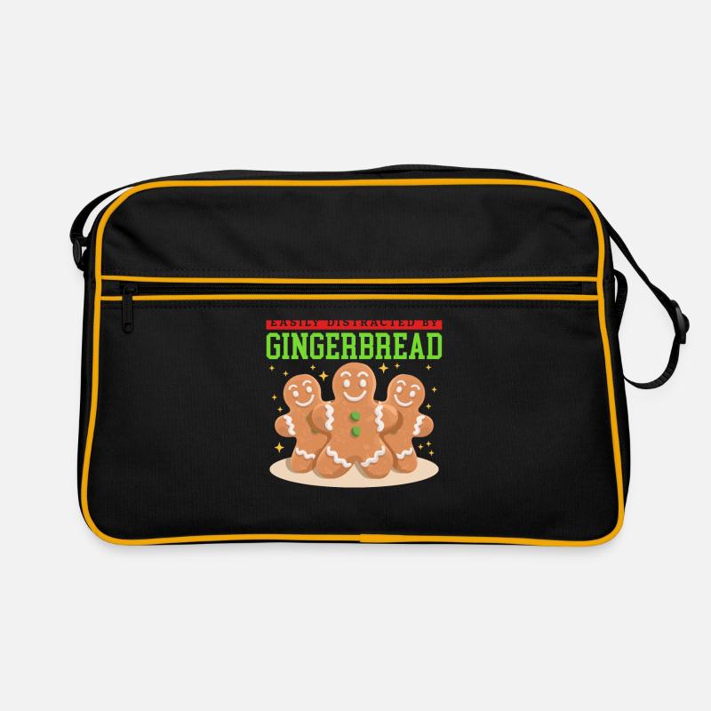 Lebkuchenmann Lebkuchen Lebkuchenmänner Geschenk - Retro Tasche - Schwarz/Gold