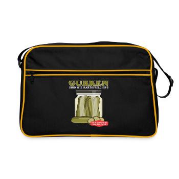 Cornichon de concombre Pickle Kukumer Cadeau de concombre - Sac Retro - noir/or - Devant