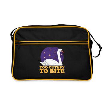 Schwan Schwanenliebhaber Schwäne Geschenk - Retro Tasche - Schwarz/Gold - Vorne