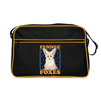 Renards Fennec | Cadeaux mignons de renards du désert - Sac Retro - noir/or - Devant