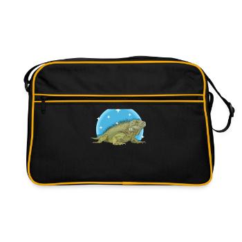 Iguane lézard reptile iguane cadeau iguanes - Sac Retro - noir/or - Devant
