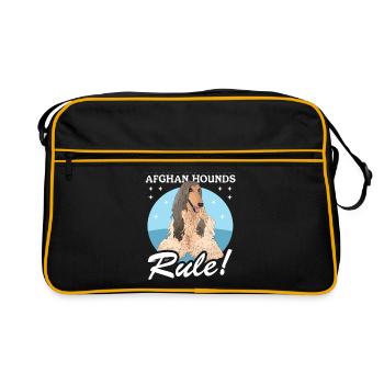 Cadeau de propriétaire de chien lévrier afghan - Sac Retro - noir/or - Devant