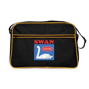 Schwan Schwanenliebhaber Schwäne Geschenk - Retro Tasche - Schwarz/Gold - Vorne