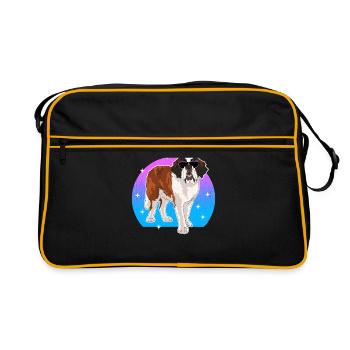 Chien Saint-Bernard Cadeau pour chien Saint-Bernard - Sac Retro - noir/or - Devant