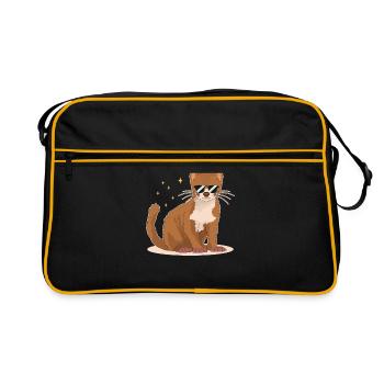 Weasel Mouse Weasel Dwarf Weasel Gift - Retro Bag - black/gold - Front