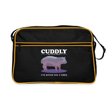Hippopotame Bébé hippopotame Cadeau hippopotame - Sac Retro - noir/or - Devant