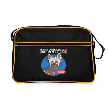 Chinois à crête Chinois à crête Chien à crête Cadeau - Sac Retro - noir/or - Devant