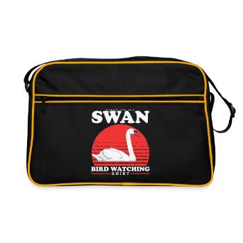 Schwan Schwäne Schwanenliebhaber Geschenk - Retro Tasche - Schwarz/Gold - Vorne