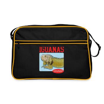 Leguan Reptilien Eidechse Leguane Geschenk - Retro Tasche - Schwarz/Gold - Vorne