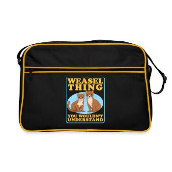 Weasel Mouse Weasel Dwarf Weasel Gift - Retro Bag - black/gold - Front