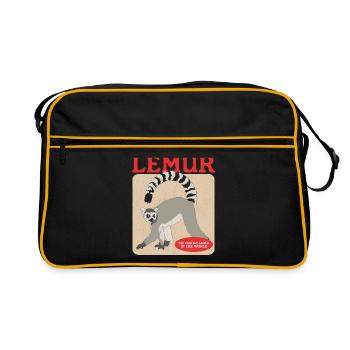 Lémurien, lémurien à queue bouclée, créature annelée, cadeau - Sac Retro - noir/or - Devant