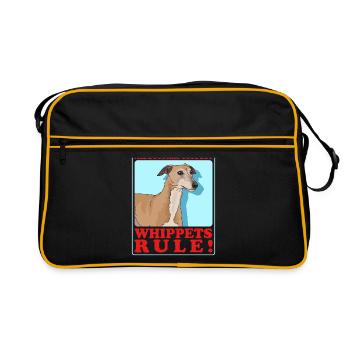 Whippet Petit lévrier anglais Cadeau - Sac Retro - noir/or - Devant