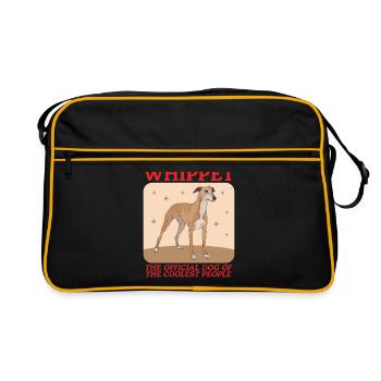 Whippet Lévrier anglais Cadeau - Sac Retro - noir/or - Devant