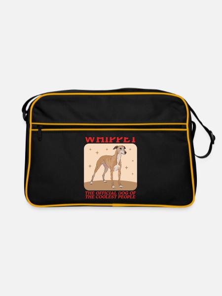 Whippet Lévrier anglais Cadeau - Sac Retro - noir/or - Devant