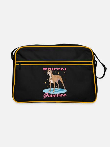 Whippet Granny English Greyhound Cadeau - Sac Retro - noir/or