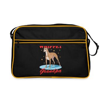 Whippet Grandpa Lévrier anglais Cadeau - Sac Retro - noir/or - Devant