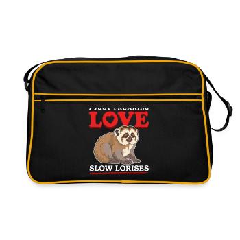 Plumploris süße Slow Lorises Geschenke - Retro Tasche - Schwarz/Gold - Vorne