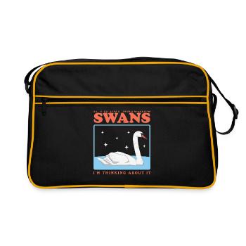 Schwäne Schwan Schwanenliebhaber Geschenke - Retro Tasche - Schwarz/Gold - Vorne