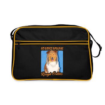 Collie Collie Longhair Dog Rough Collies Cadeau - Sac Retro - noir/or - Devant