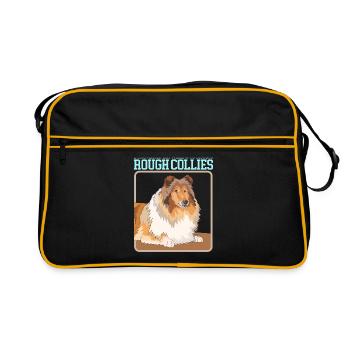 Collie Collie Longhair Dog Rough Collies Cadeaux - Sac Retro - noir/or - Devant