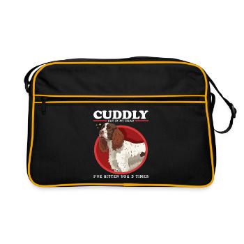 English Springer Spaniel Geschenk - Retro Tasche - Schwarz/Gold - Vorne