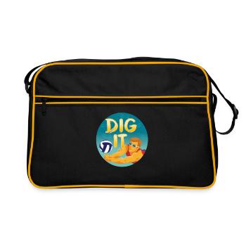 Dig it beach volleyball design - Retro Bag - black/gold - Front