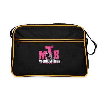 Mountain Bike Outfit Geschenk Mountainbike Frau - Retro Tasche - Schwarz/Gold - Vorne