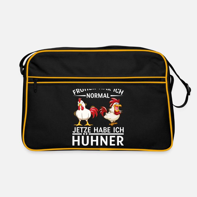 Hühner Henne lustiger Spruch Geschenkidee - Retro Tasche - Schwarz/Gold