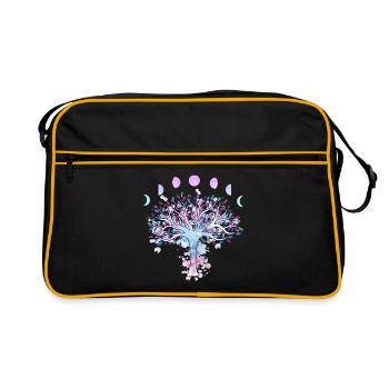 Moon Phases Retro 60's 70's Vibe Tree of Life - Retro Bag - black/gold - Front