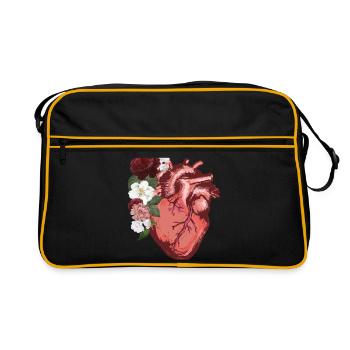 Anatomische Herz Blumen Liebe Frauen Männer - Retro Tasche - Schwarz/Gold - Vorne