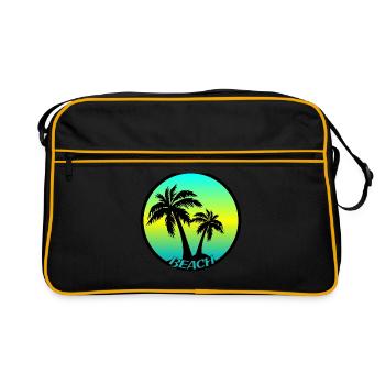 Colorful beach logo with palm trees - Retro Bag - black/gold - Front