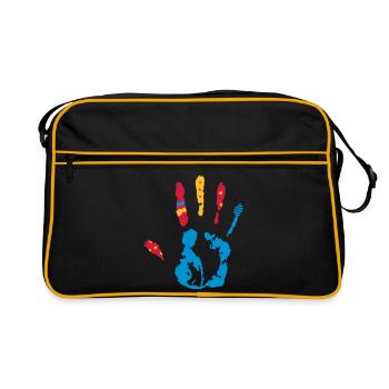 Une empreinte de la main coloré avec diverses - Sac Retro - noir/or - Devant