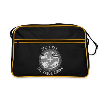 je peux pas j'ai table ronde, humour médiéval - Sac Retro - noir/or - Devant