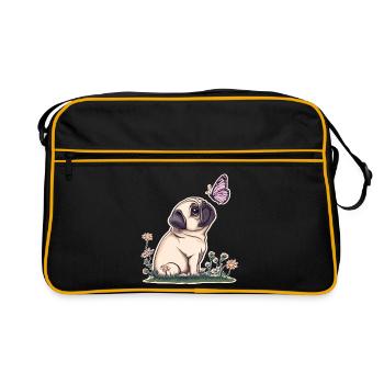 Carlin avec papillon - Sac Retro - noir/or - Devant