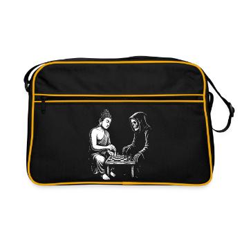 Bouddha joue au duel d’échecs avec un squelette - Sac Retro - noir/or - Devant