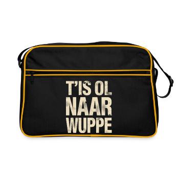 West Flemish dialect Shirt. t'is ol to the wuppe - Retro Bag - black/gold - Front