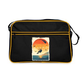 Evening atmosphere with paraglider over water - Retro Bag - black/gold - Front