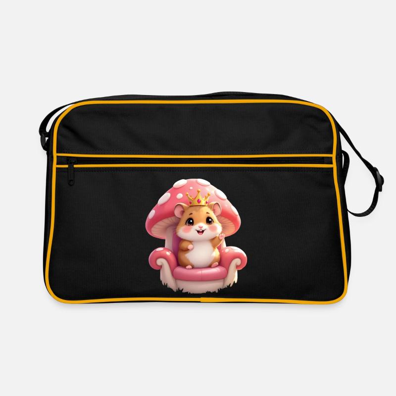 Mignon hamster avec couronne sur le trône champignon Sac Retro