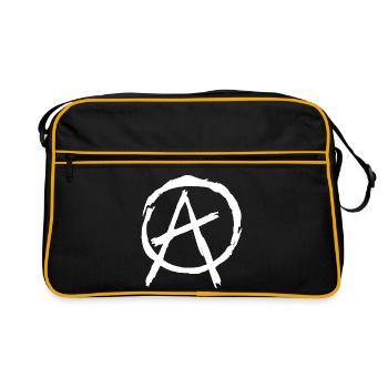 Anarchy Symbol in Circle - White - Retro Bag - black/gold - Front