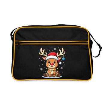 Renne de Noël Kawaii avec des lumières lumineuses - Sac Retro - noir/or - Devant
