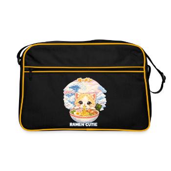 Kawaii Cats Ramen Noodles Japan Retro Ukiyo-E - Retro Bag - black/gold - Front