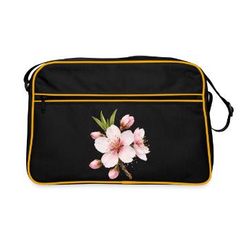 Fleurs d’amandier, fleur rose de printemps, fleur de printemps - Sac Retro - noir/or - Devant