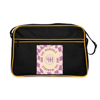 Save The Manuals Design für Petrolheads - Lila - Retro Tasche - Schwarz/Gold - Vorne