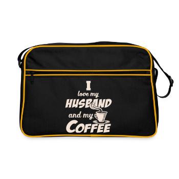 Love Husband and Coffee Quote Beige - Sac Retro - noir/or - Devant