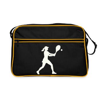 Tennisspielerin Silhouette - Retro Tasche - Schwarz/Gold - Vorne