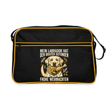 Mein Labrador hat den Braten gefunden - Retro Tasche - Schwarz/Gold - Vorne