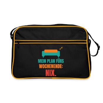 Mein Plan fürs Wochenende: Nix. - Retro Tasche - Schwarz/Gold - Vorne
