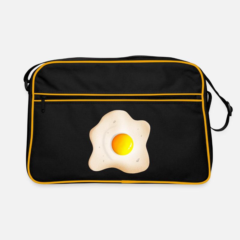 gebratenes Spiegelei mit Eigelb und Eiweiß - Retro Tasche - Schwarz/Gold
