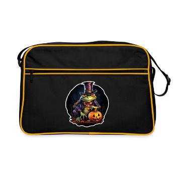 Frosch Halloween - Retro Tasche - Schwarz/Gold - Vorne