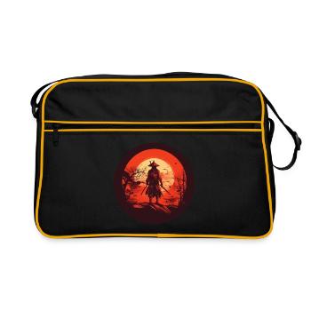 Japanese warrior samurai in front of red sun Japan - Retro Bag - black/gold - Front